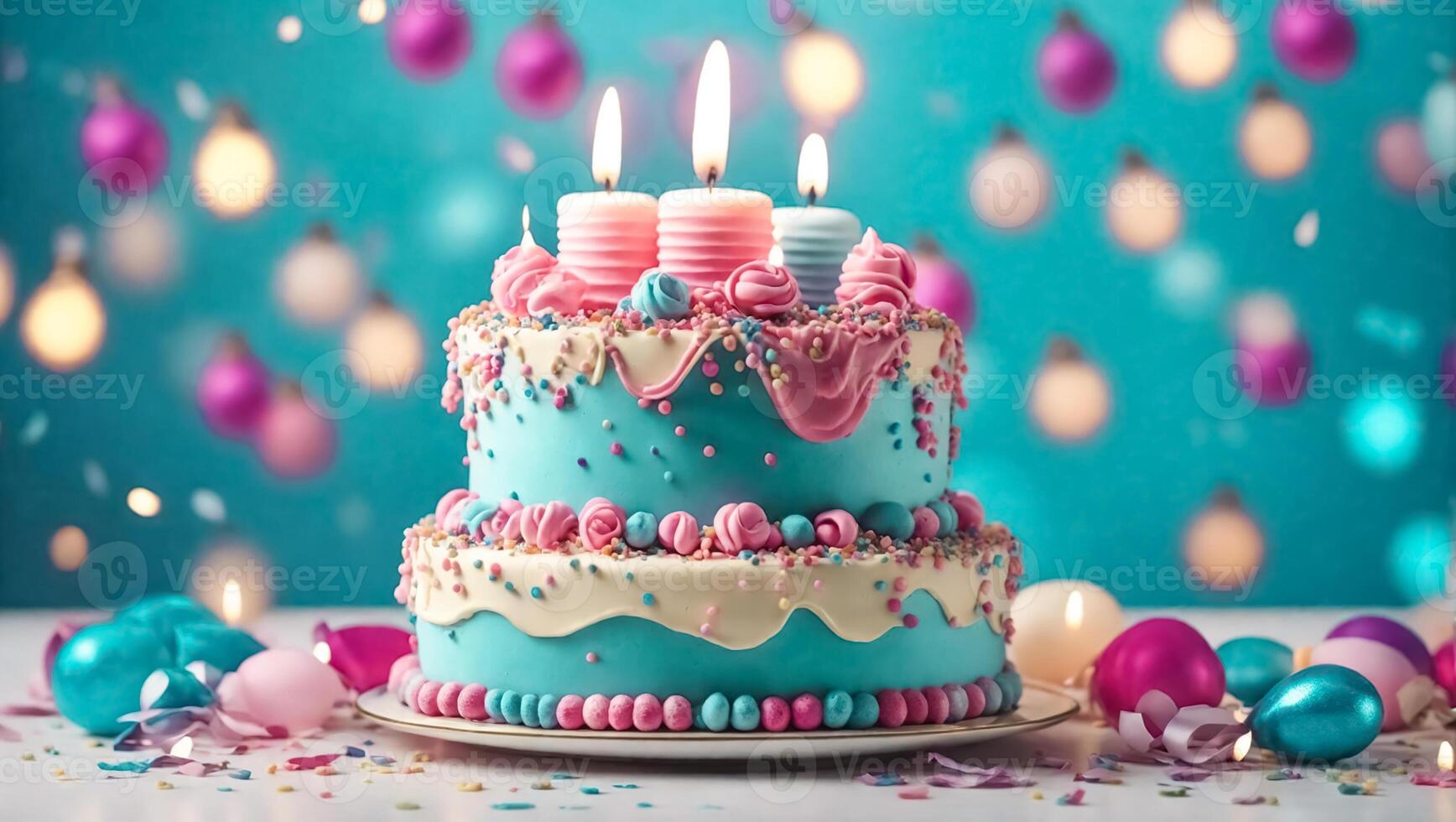 ai generado cumpleaños pastel velas foto