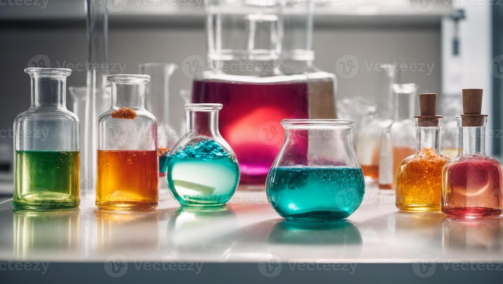 AI generated Laboratory flasks in the laboratory photo