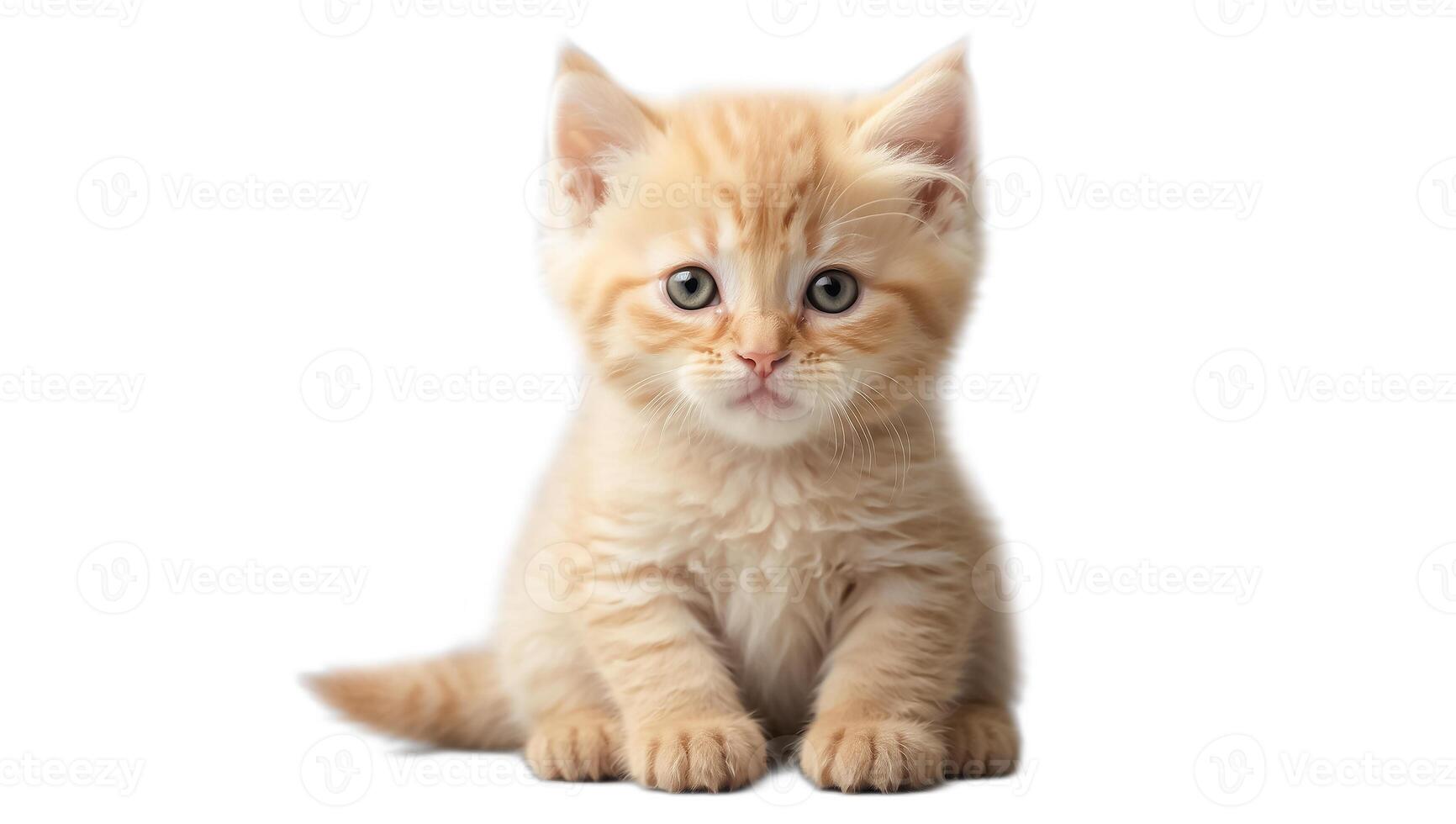 AI generated Cute fluffy kitten isolated on white background photo