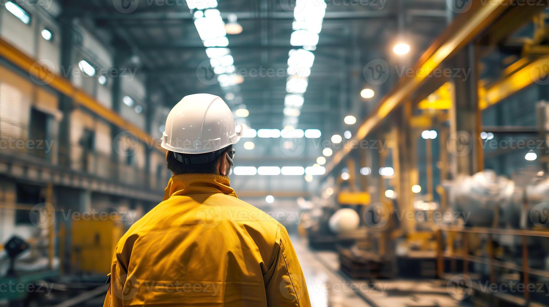 AI generated Occupational Glimpse,  Worker in Uniform Observing Production photo