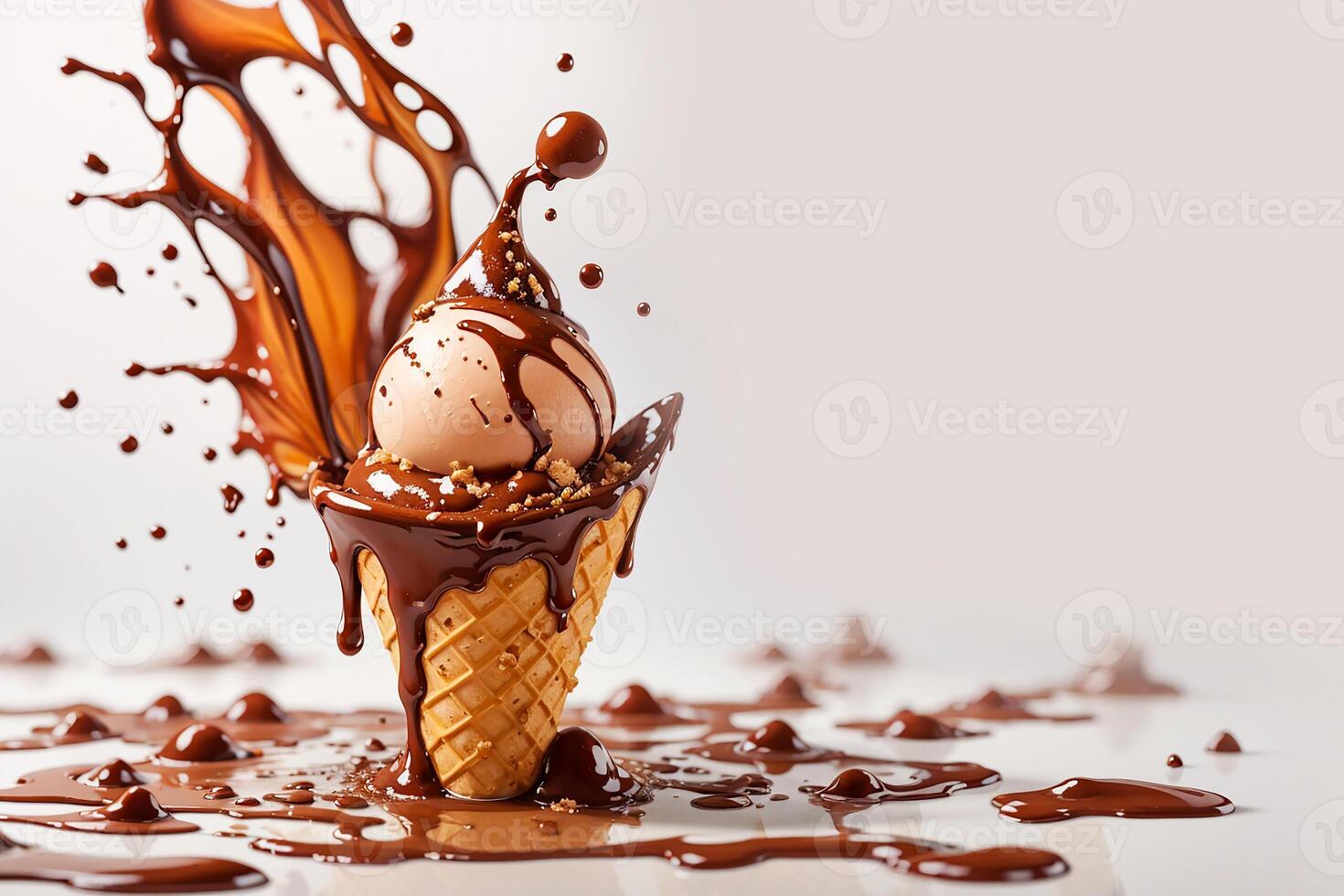 AI generated Ice cream with chocolate photo