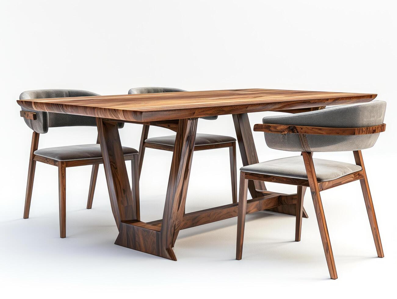 AI generated Modern wooden dining table on white background 37996822 ...