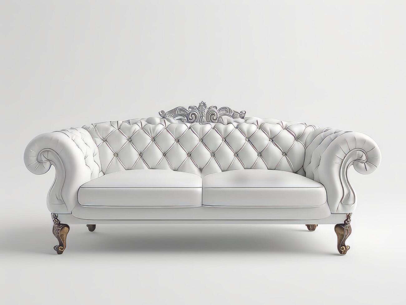 AI generated Creative minimal paper idea. Concept white sofa with white background. 3d render, 3d illustration. photo