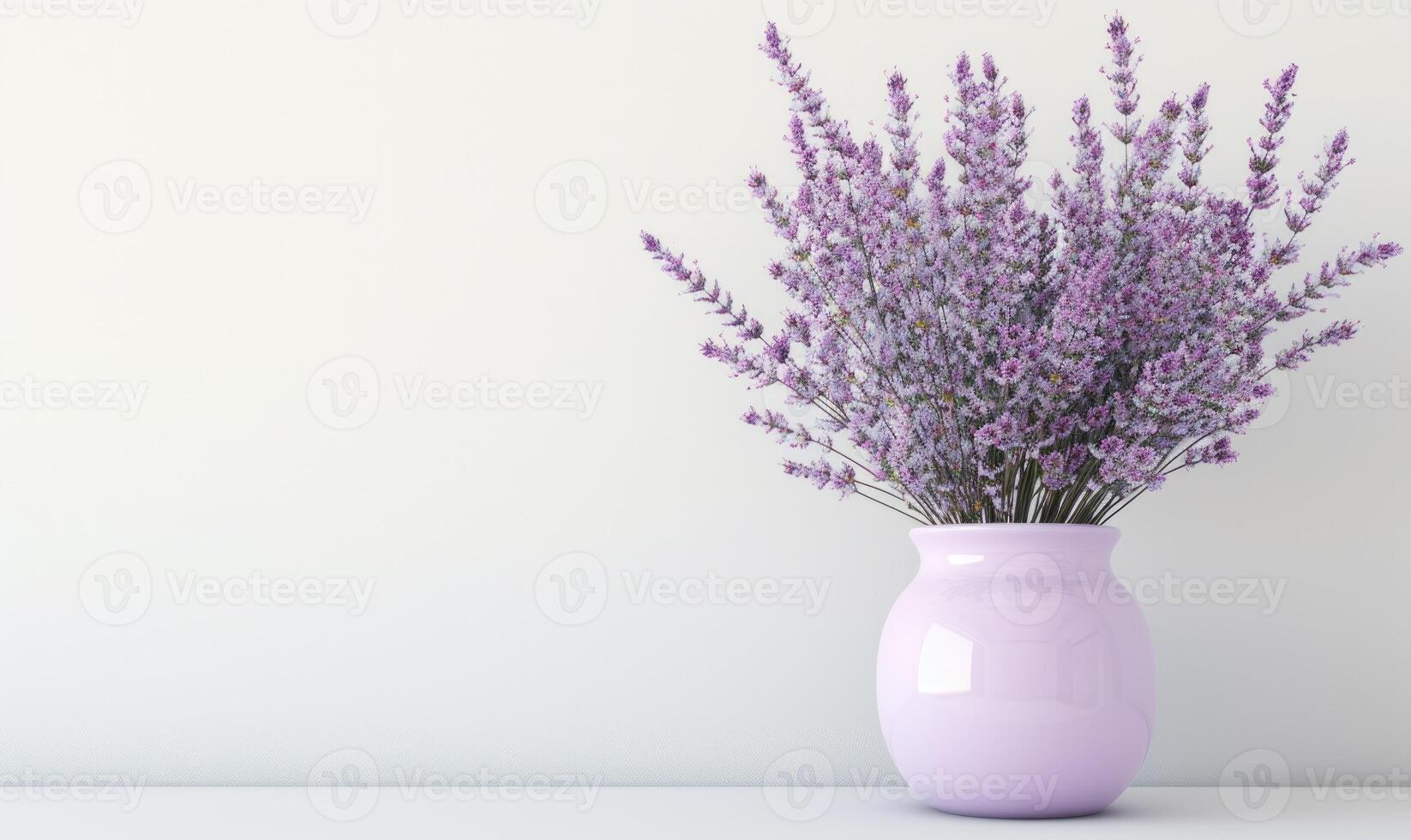 AI generated Lavender flowers in a vase on a white background. photo