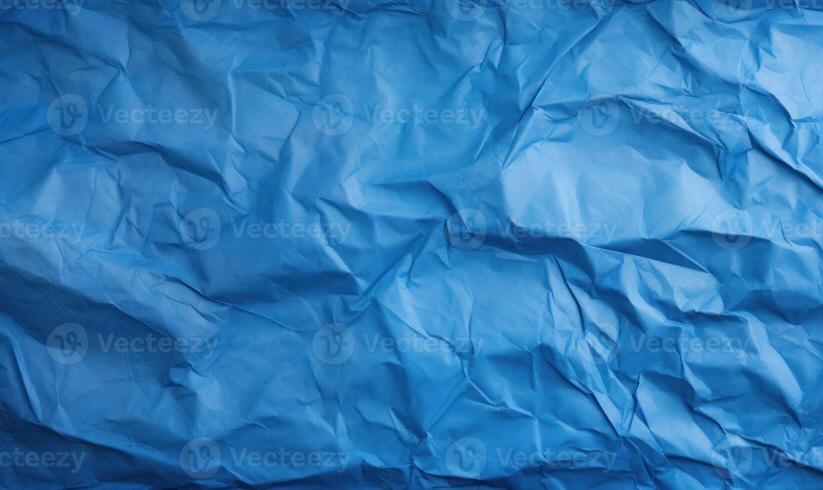 AI generated Blue crumpled paper background. Close up of crumpled blue paper. photo