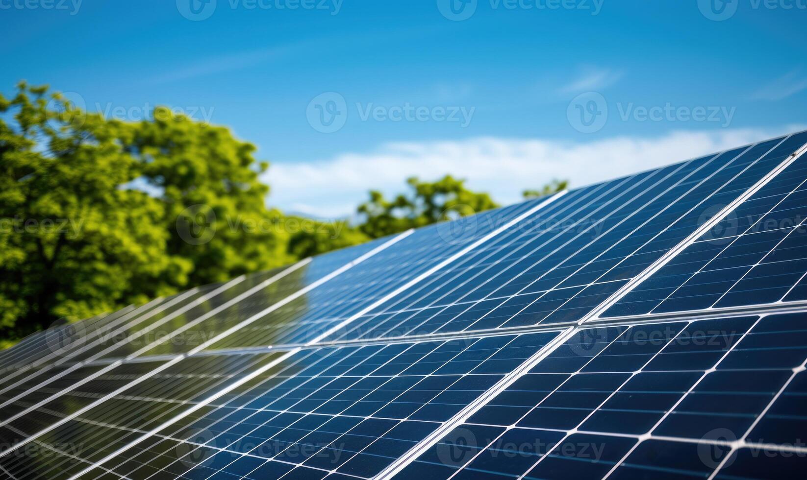 AI generated Solar panels, photovoltaic, alternative electricity source - concept of sustainable resources photo