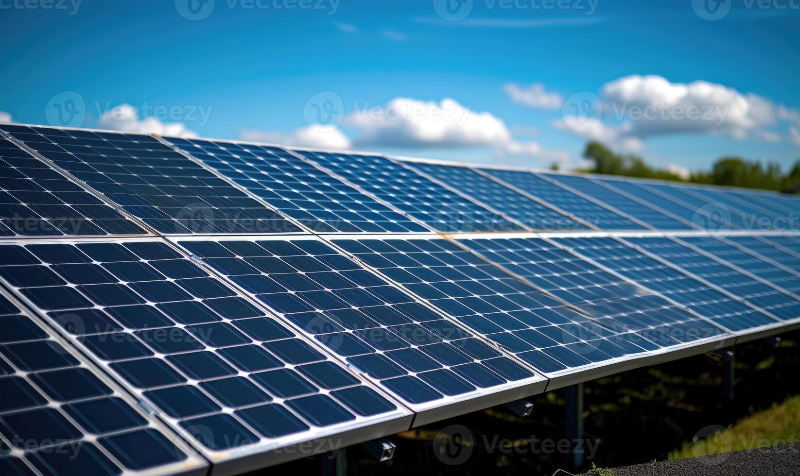 AI generated Solar panels, photovoltaic, alternative electricity source - concept of sustainable resources photo