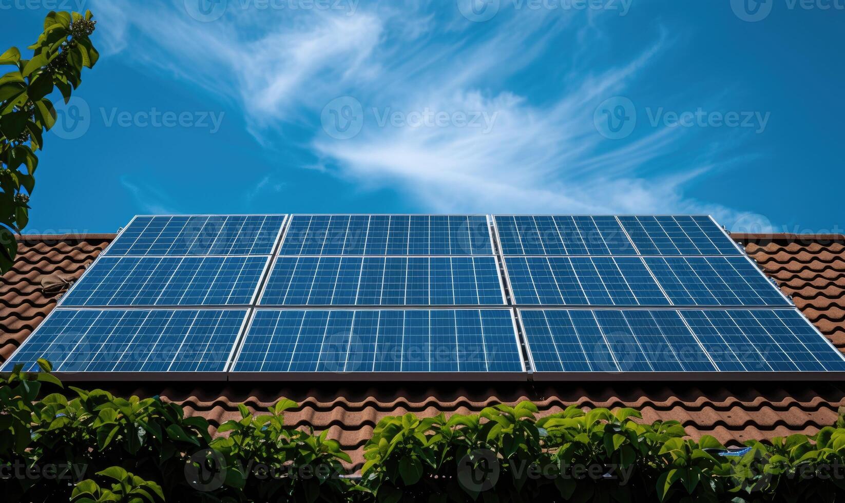 AI generated Solar panels, photovoltaic, alternative electricity source - concept of sustainable resources photo