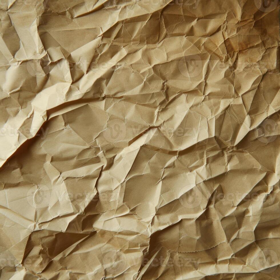 AI generated Crumpled brown paper texture. Abstract background and texture for design. photo