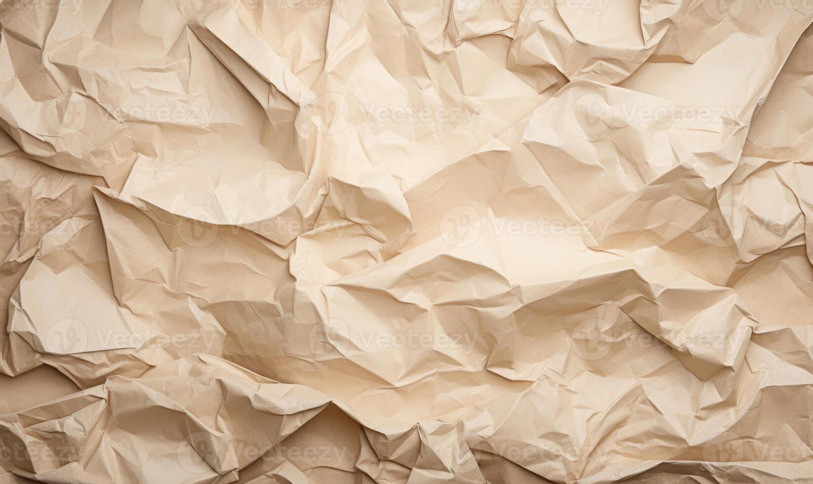 AI generated Crumpled paper background. Craft crumpled paper texture. photo