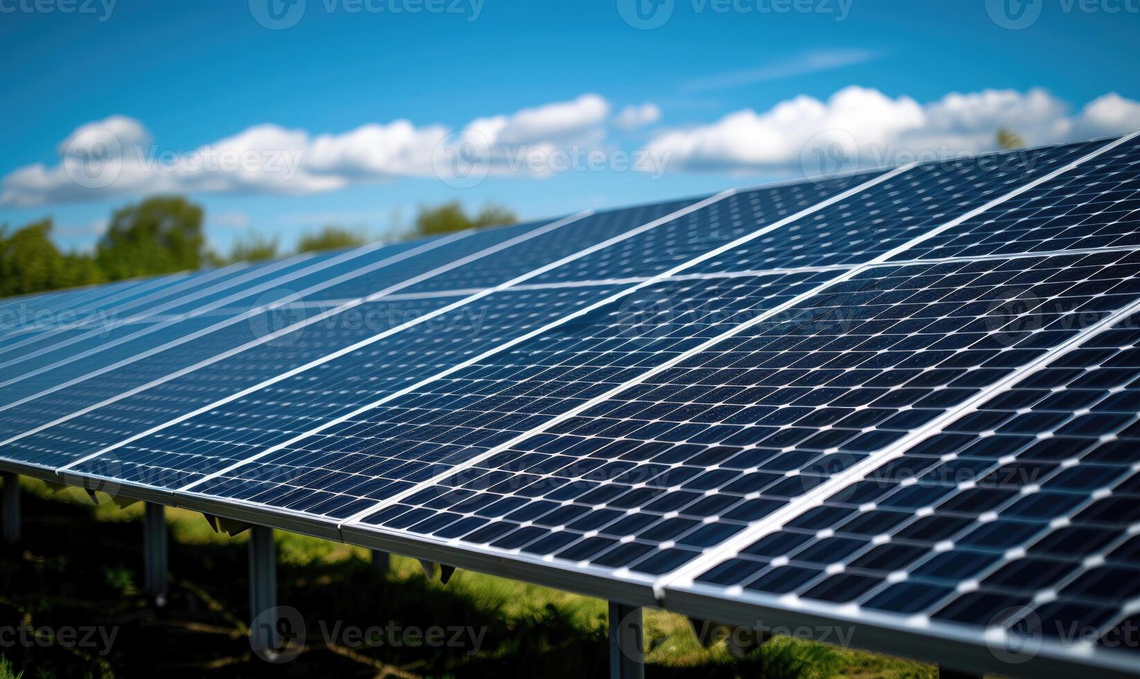 AI generated Solar panels, photovoltaic, alternative electricity source - concept of sustainable resources photo