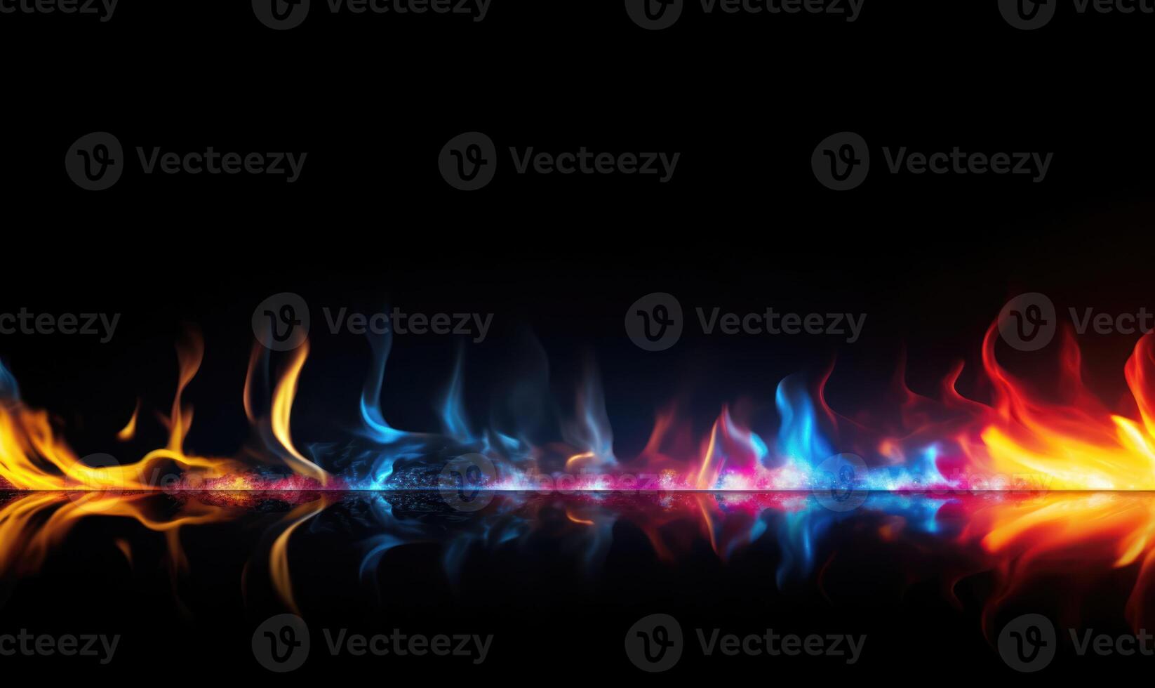 AI generated Abstract fire flames isolated on black background photo