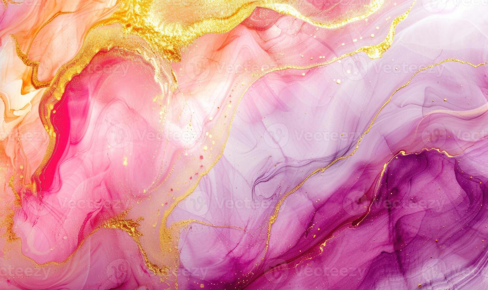 AI generated Pink and gold abstract texture background. Marbling artwork texture. Pink quartz ripple pattern. Gold powder. photo