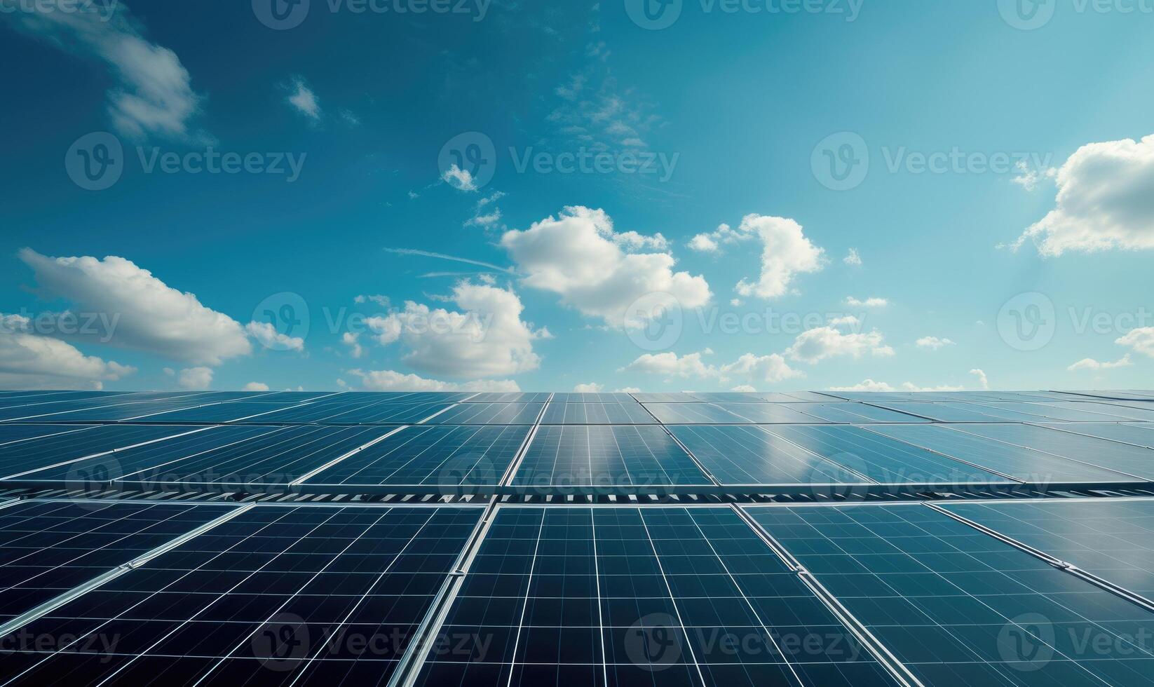 AI generated Solar panels, photovoltaic, alternative electricity source - concept of sustainable resources photo