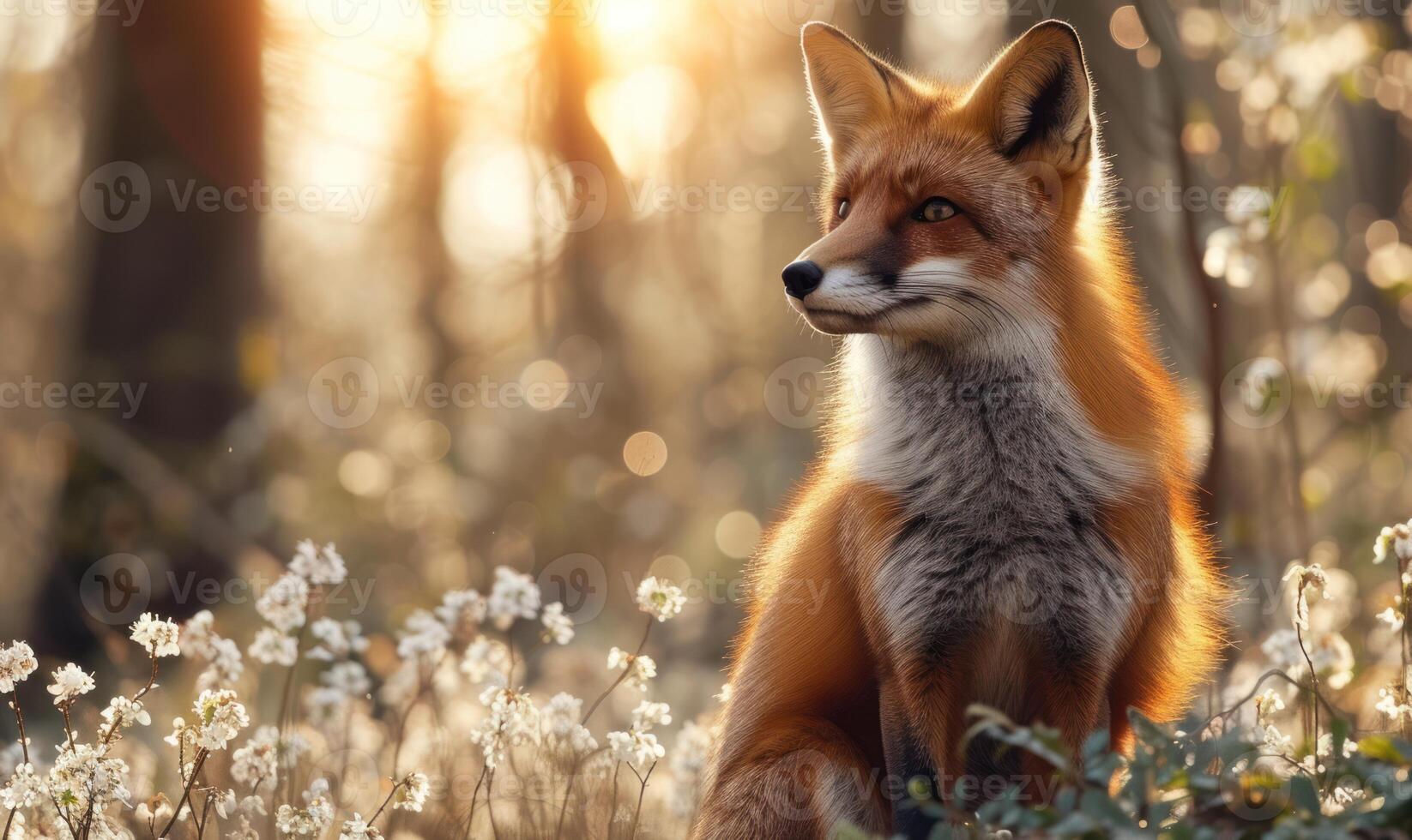 ai generado rojo zorro en el otoño bosque. hermosa salvaje animal en naturaleza. foto