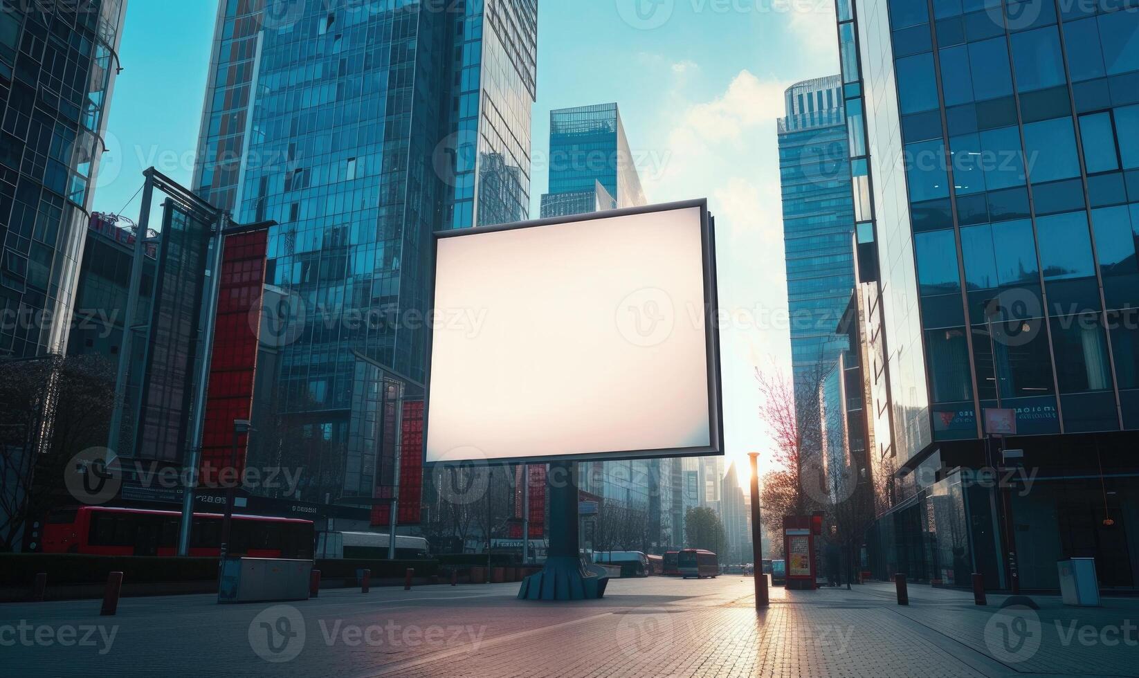 AI generated Blank street billboard on city street. Mock up photo