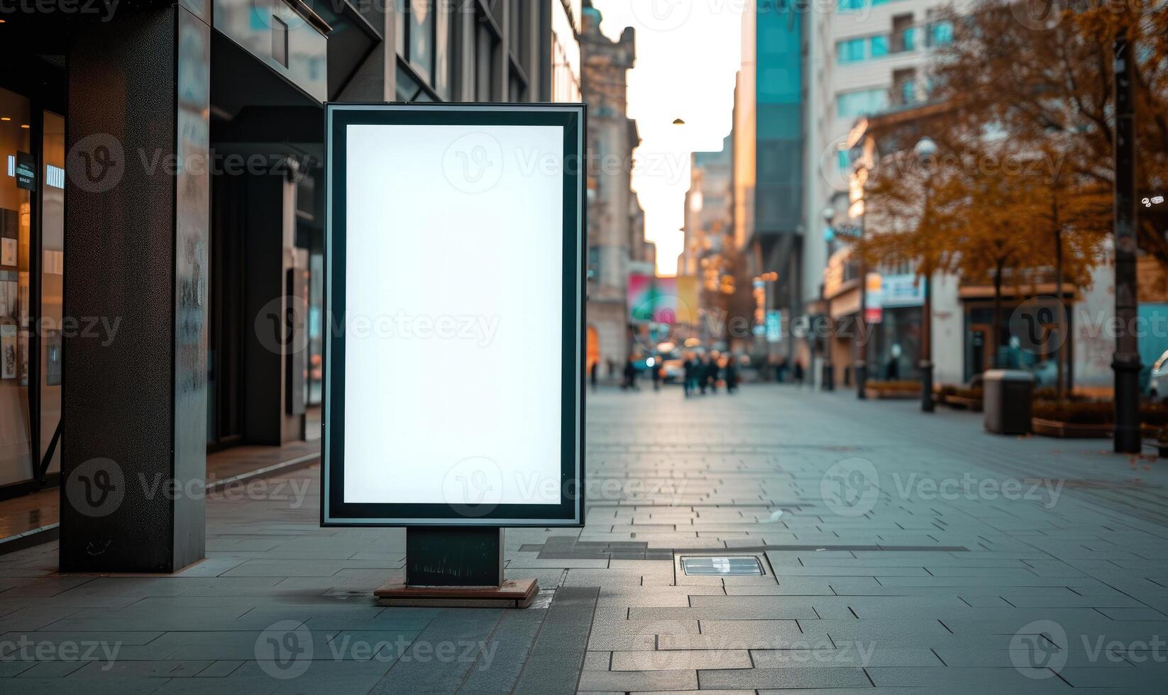 AI generated Blank street billboard on city street. Mock up photo