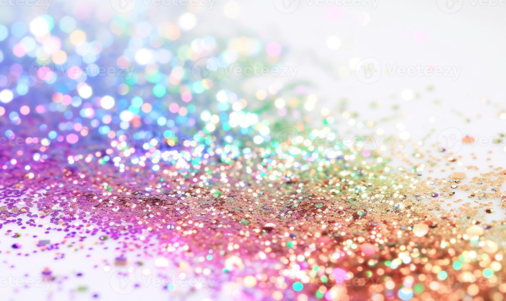 AI generated Colorful glitter bokeh on white background, abstract background. photo