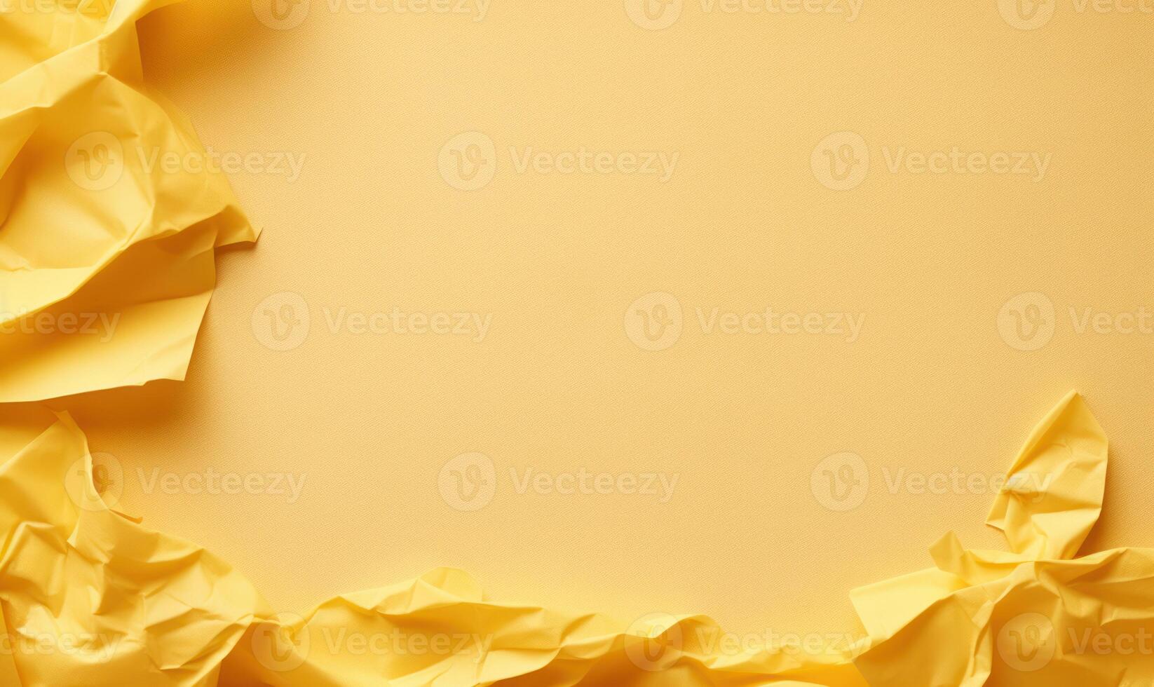 AI generated Yellow crumpled paper background with space for text or image. photo