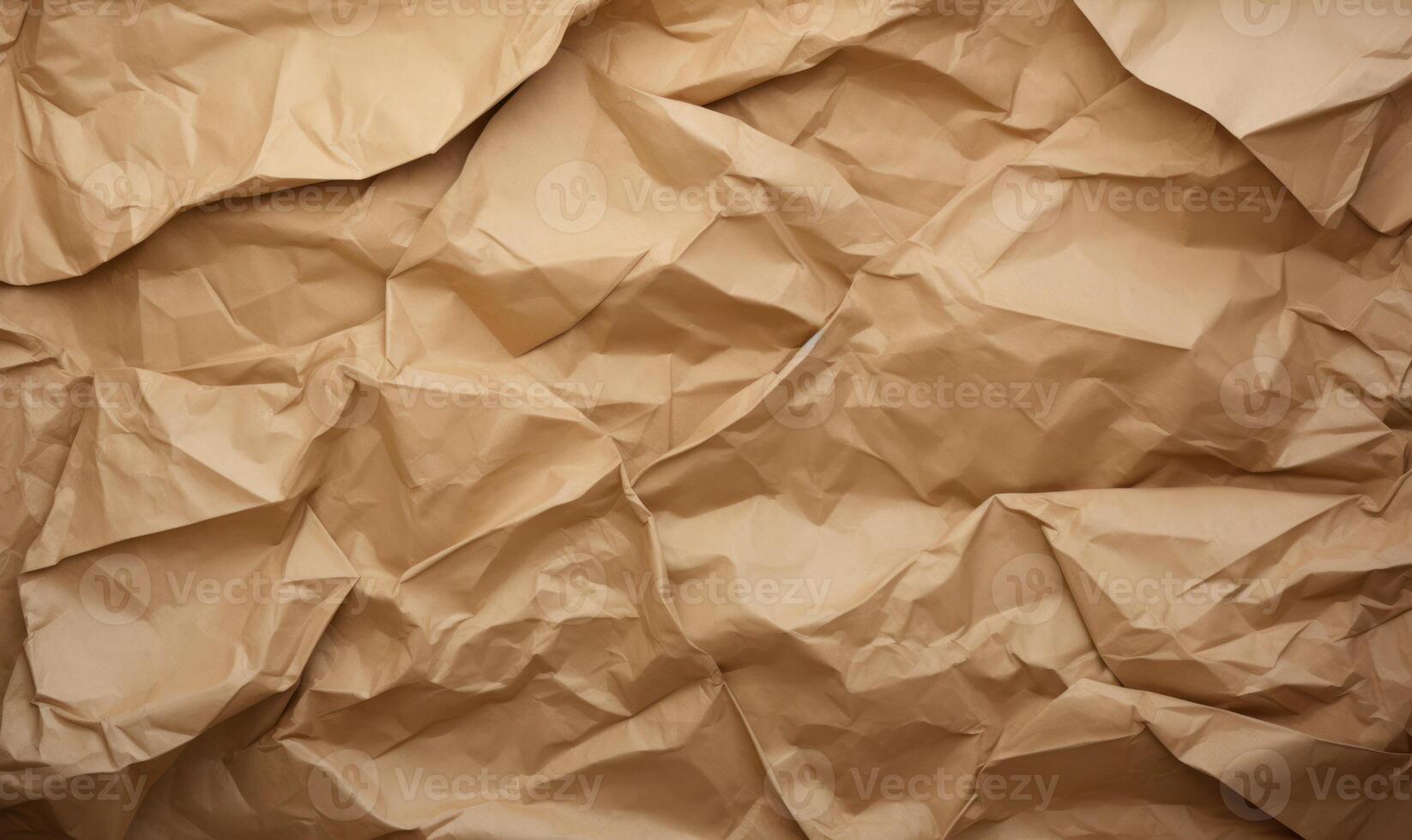 AI generated Crumpled paper background. Craft crumpled paper texture. photo