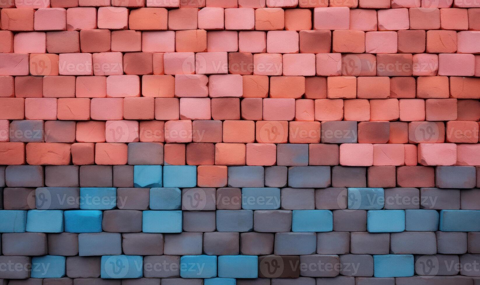 AI generated Colorful brick wall background. Abstract background and texture for design. photo