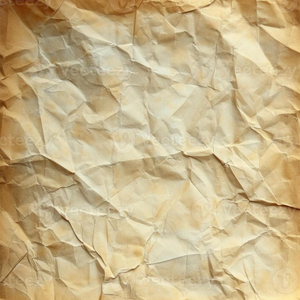 AI generated Crumpled brown paper texture. Abstract background and texture for design. photo