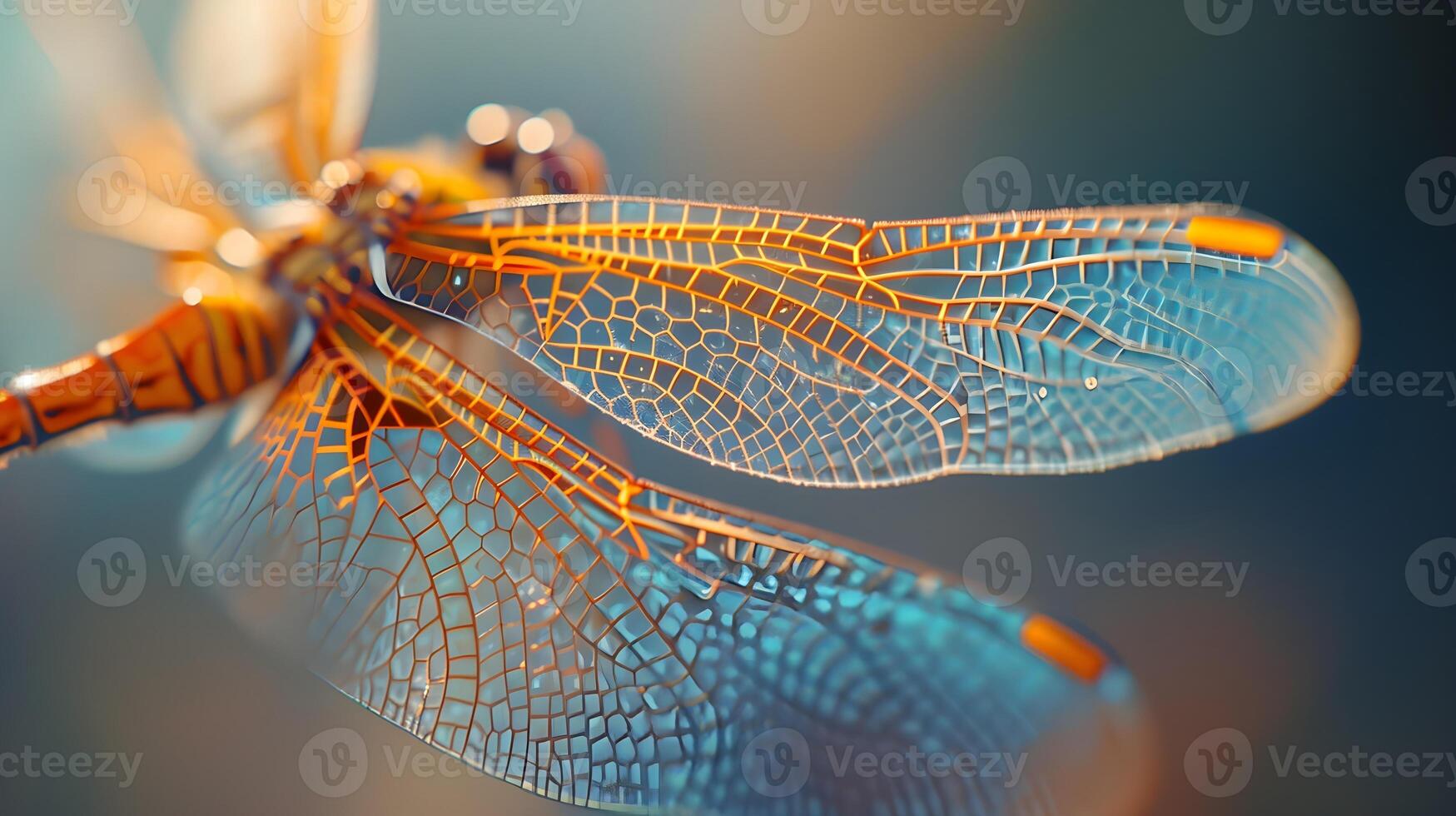 AI generated Capture the translucent beauty of a dragonfly's wings, emphasizing their intricate veining and iridescence, background image, generative AI photo