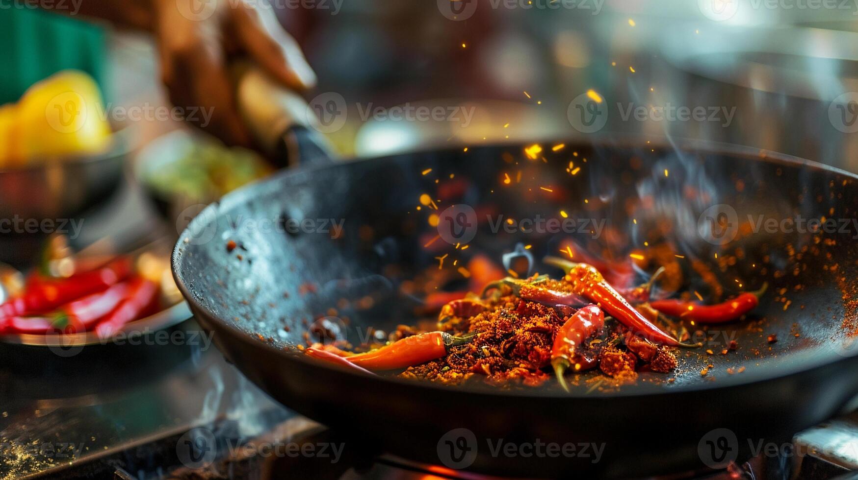 AI generated Cooking Action with Spices, background image, generative AI photo