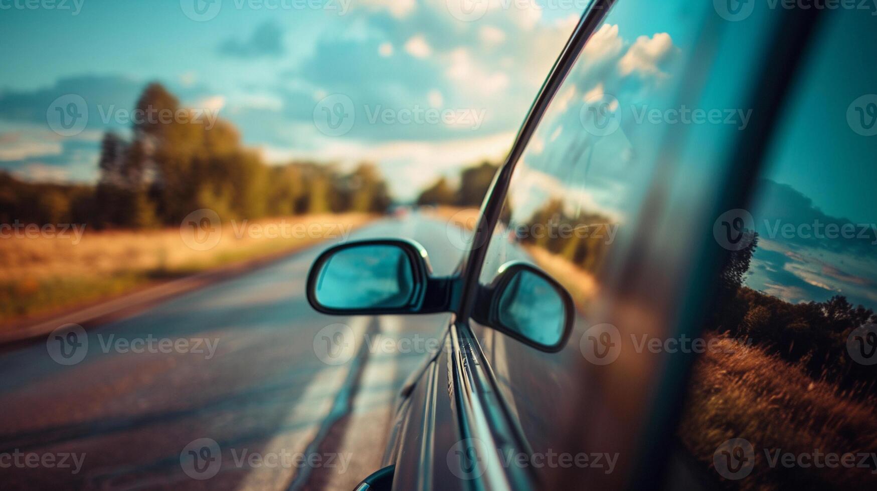 AI generated Road Trip Vibes, background image generative AI photo