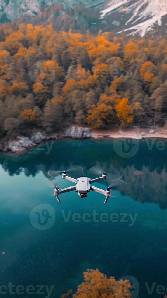 AI generated Showcase a drone capturing breathtaking aerial views, background image, generative AI photo