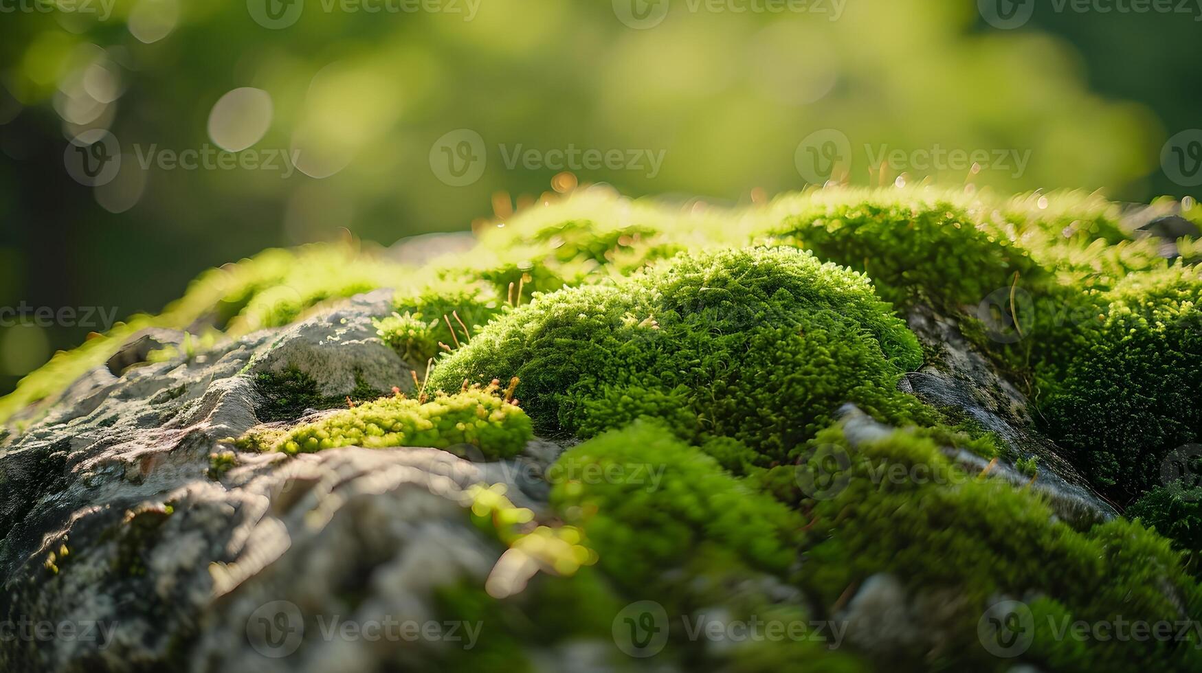 AI generated Explore the texture and vibrant green hues of moss covering rocks in a natural setting, background image, generative AI photo