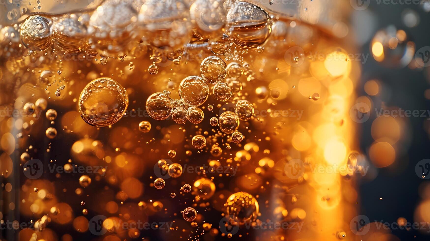 AI generated Dynamic and effervescent nature of bubbles rising in a glass of soda, background image, AI generated photo