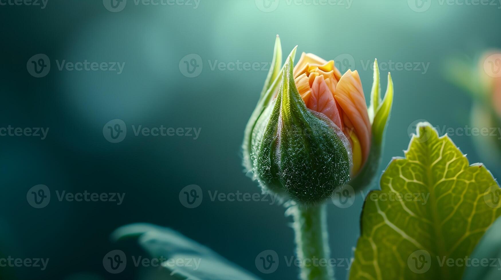 AI generated Gradual unfurling of a flower bud, background image, generative AI photo