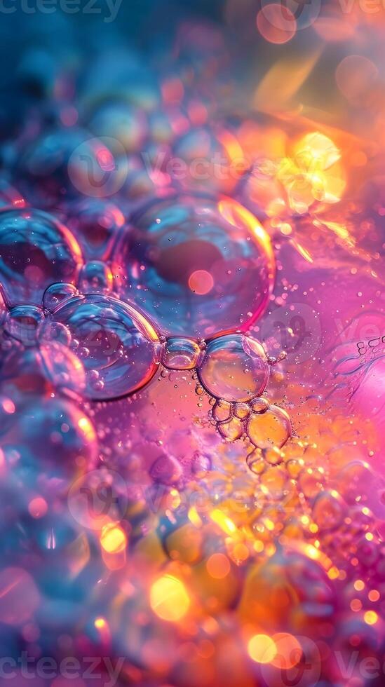 AI generated Soap bubbles into a prismatic kaleidoscope, background image, AI generated photo