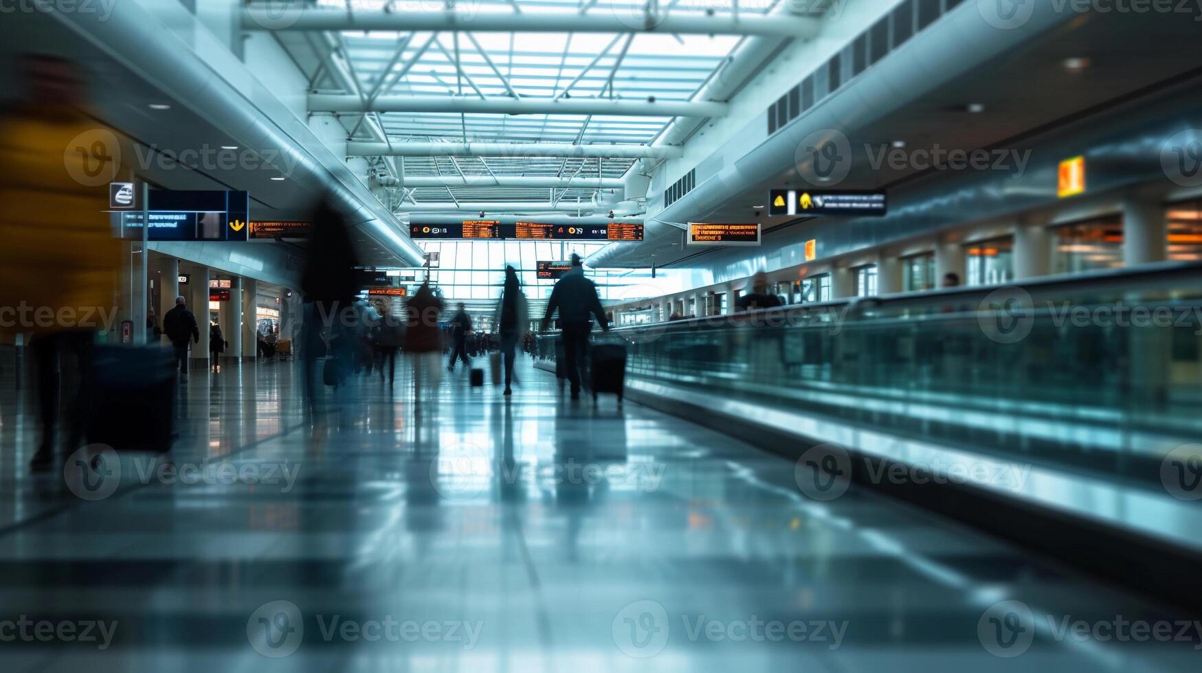 ai generado aeropuerto ajetreo y bullicio, antecedentes imagen generativo ai foto