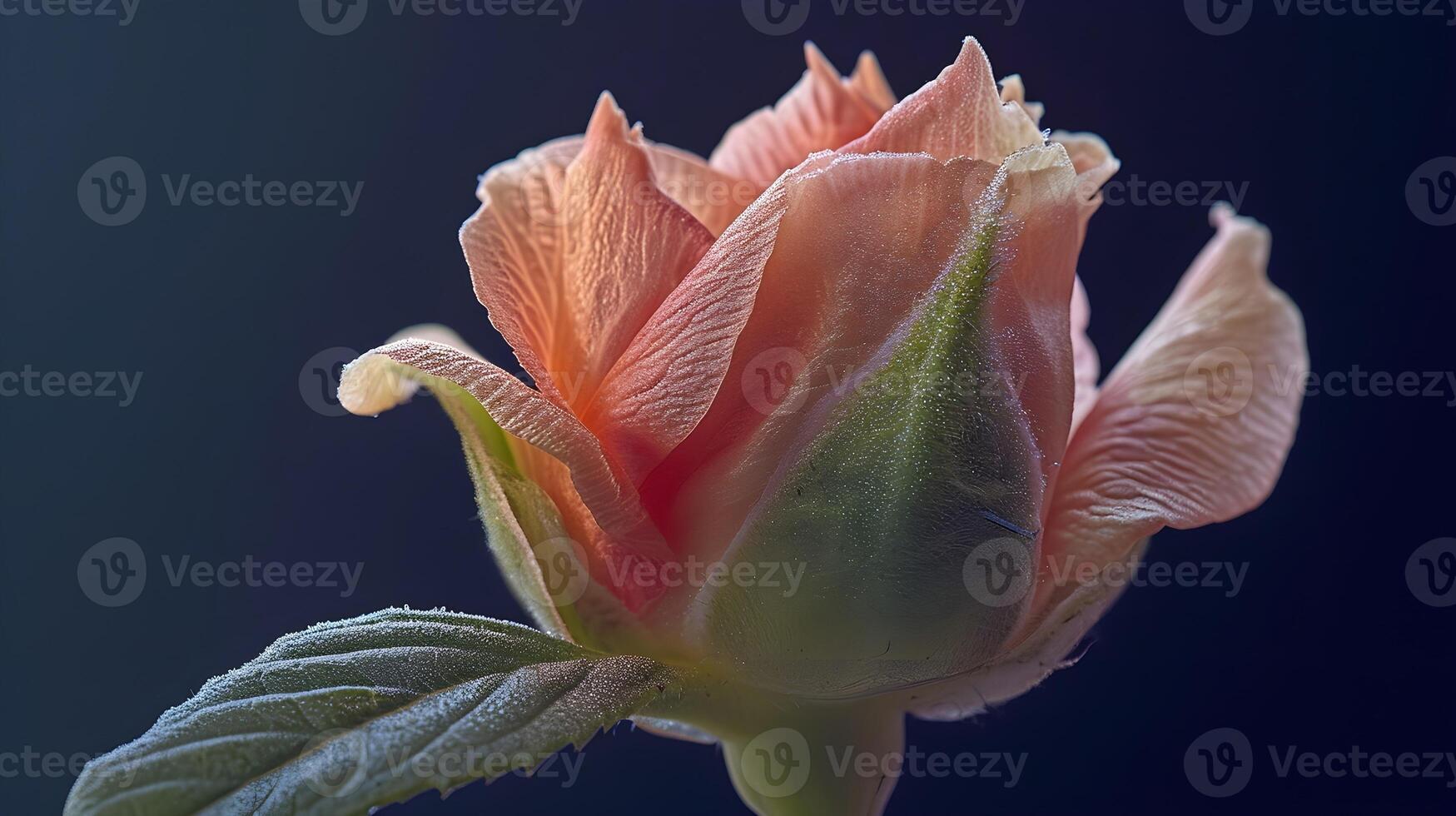 AI generated Gradual unfurling of a flower bud, background image, generative AI photo