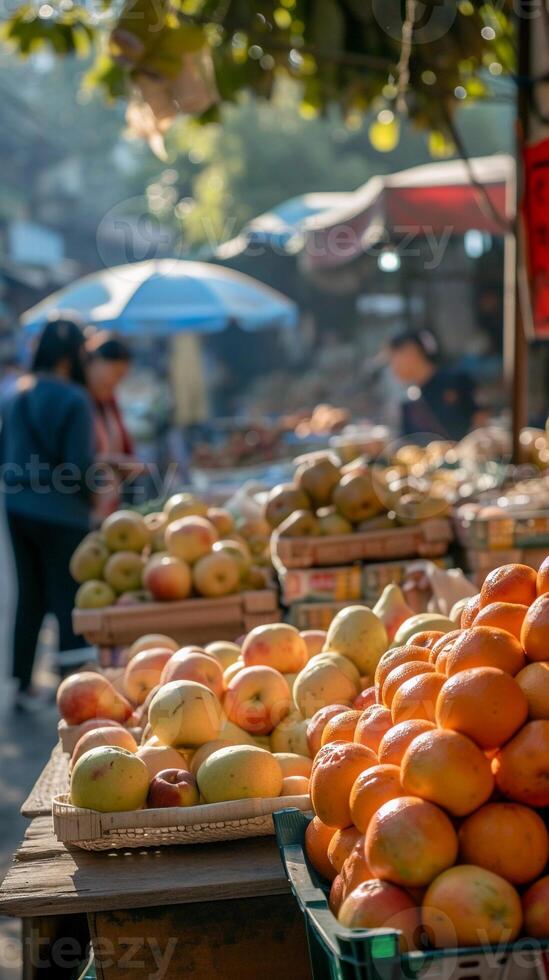 AI generated Local Market Discovery, showcase a traveler exploring a vibrant local market, background image generative AI photo