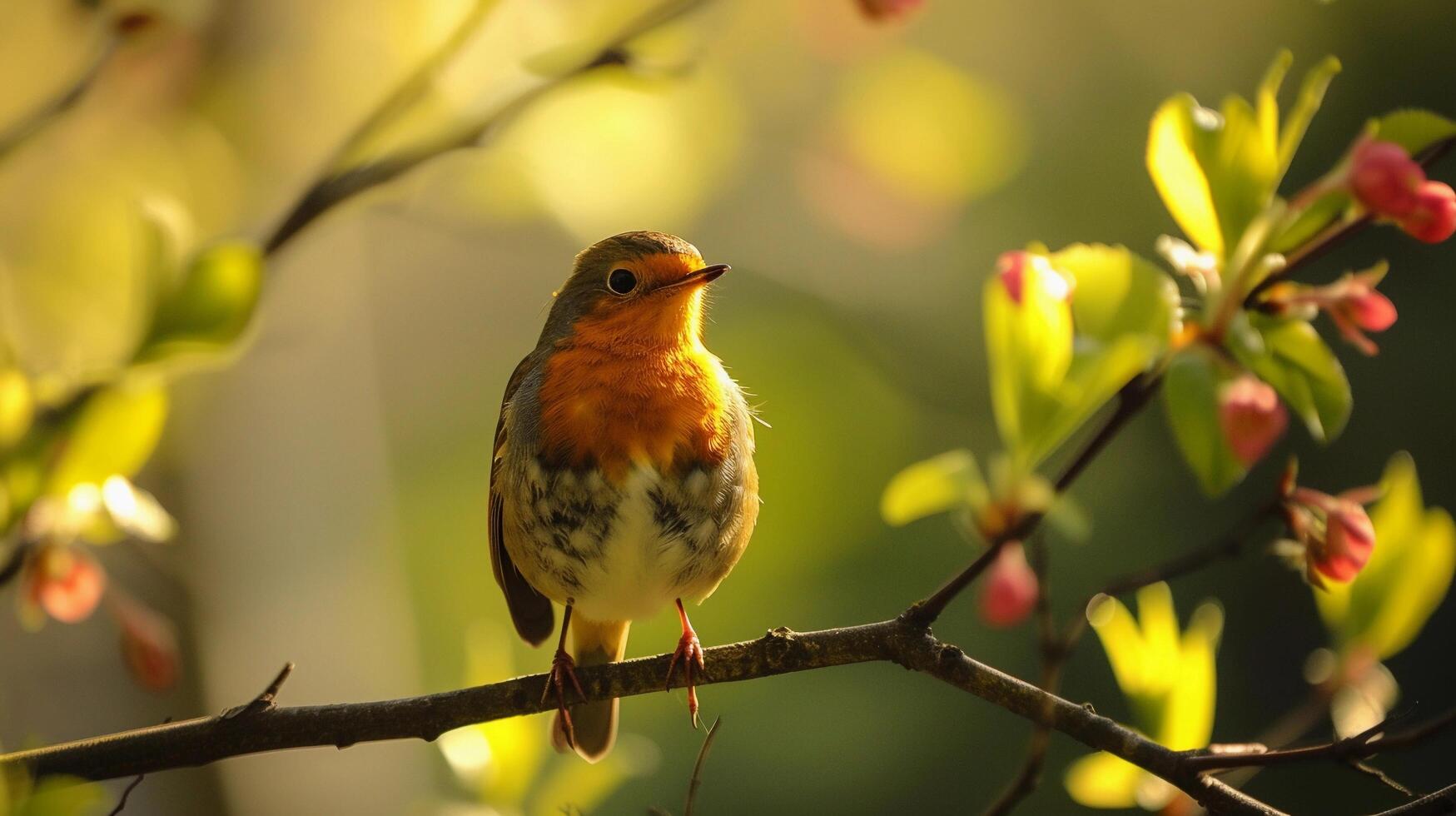 AI generated Springtime Wildlife, animals and birds enjoying the return of warmer weather, background image, generative AI photo