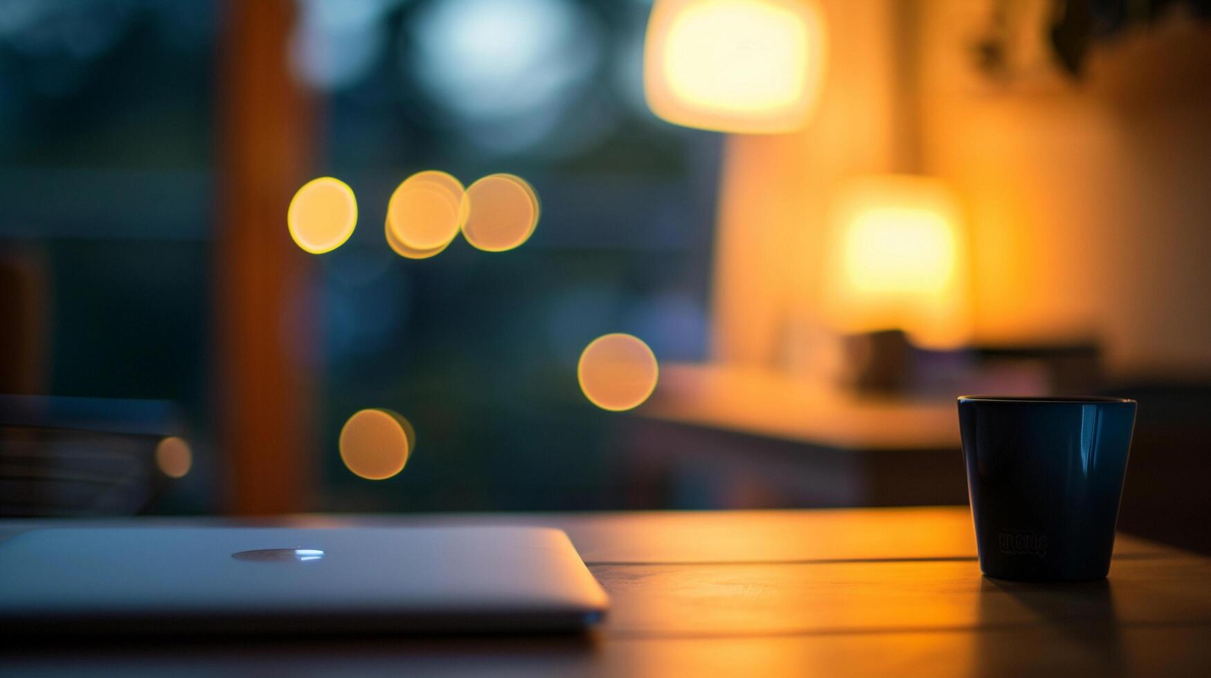 AI generated Minimalist desk setup with a potted plant, a cup of coffee, and neatly arranged office supplies, background image, generative AI photo