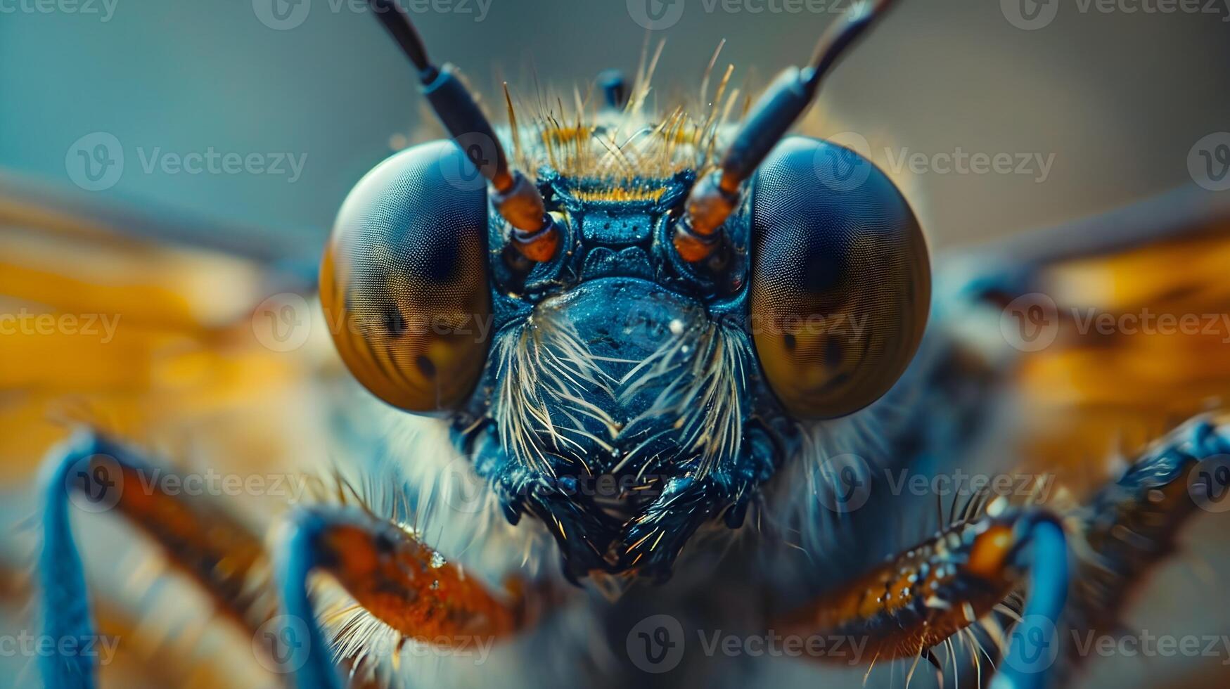 AI generated Macro shot that captures the gaze of an insect through its eyes, background image, AI generated photo