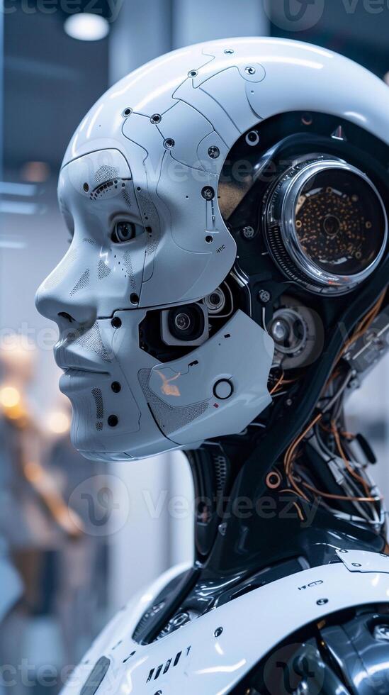 AI generated Robotics Workshop, soft focus lens, Show a workshop filled with advanced robotics, background image, generative AI photo