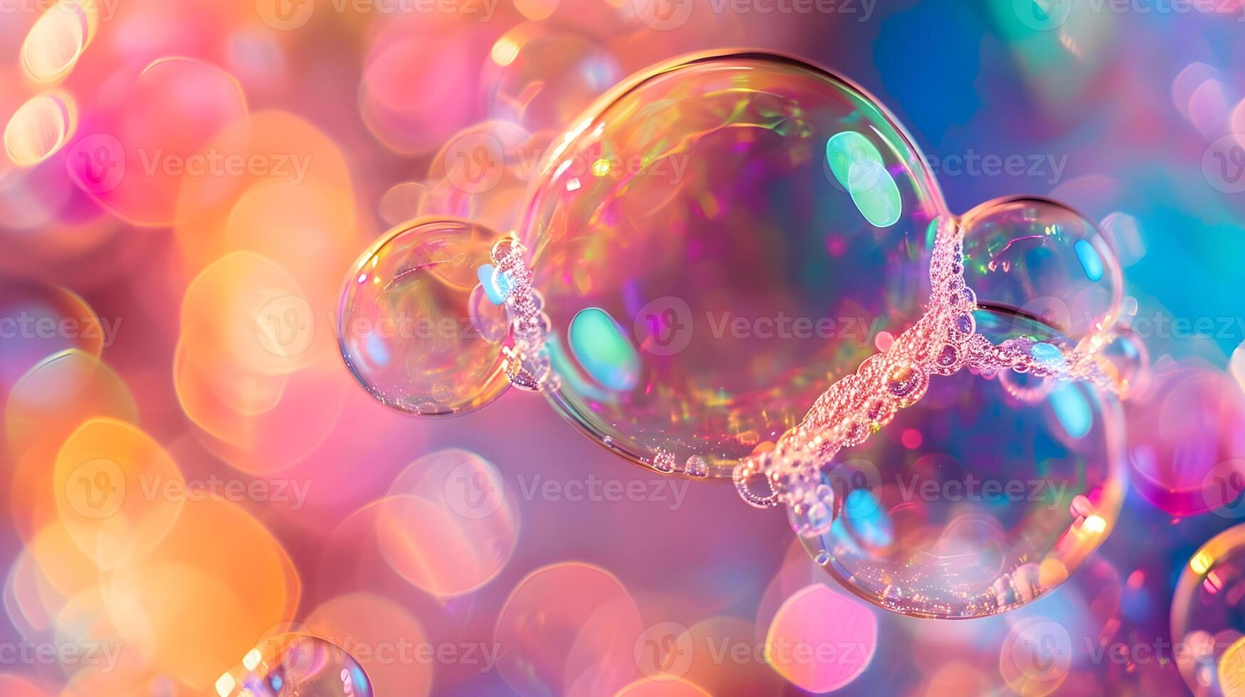 AI generated Soap bubbles reflecting a rainbow of colors, emphasizing the iridescence created by sunlight, background image, generative AI photo