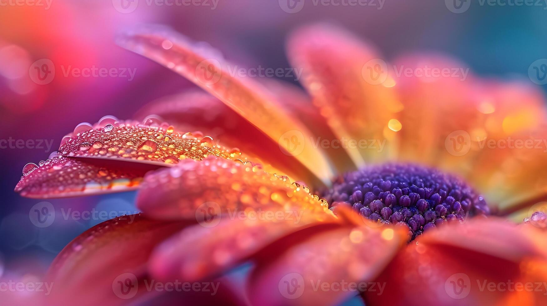 AI generated Close-up image capturing the vibrant colors and delicate details of flower petals in full bloom, background image, AI generated photo