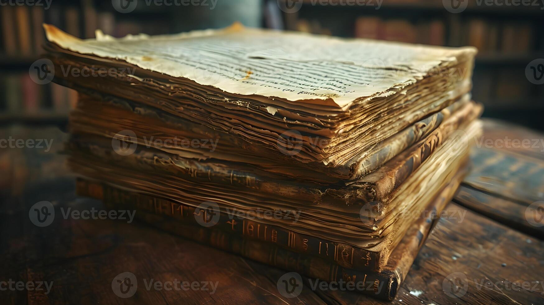 AI generated Intricacies of ink on antique book pages, background image, AI generated photo