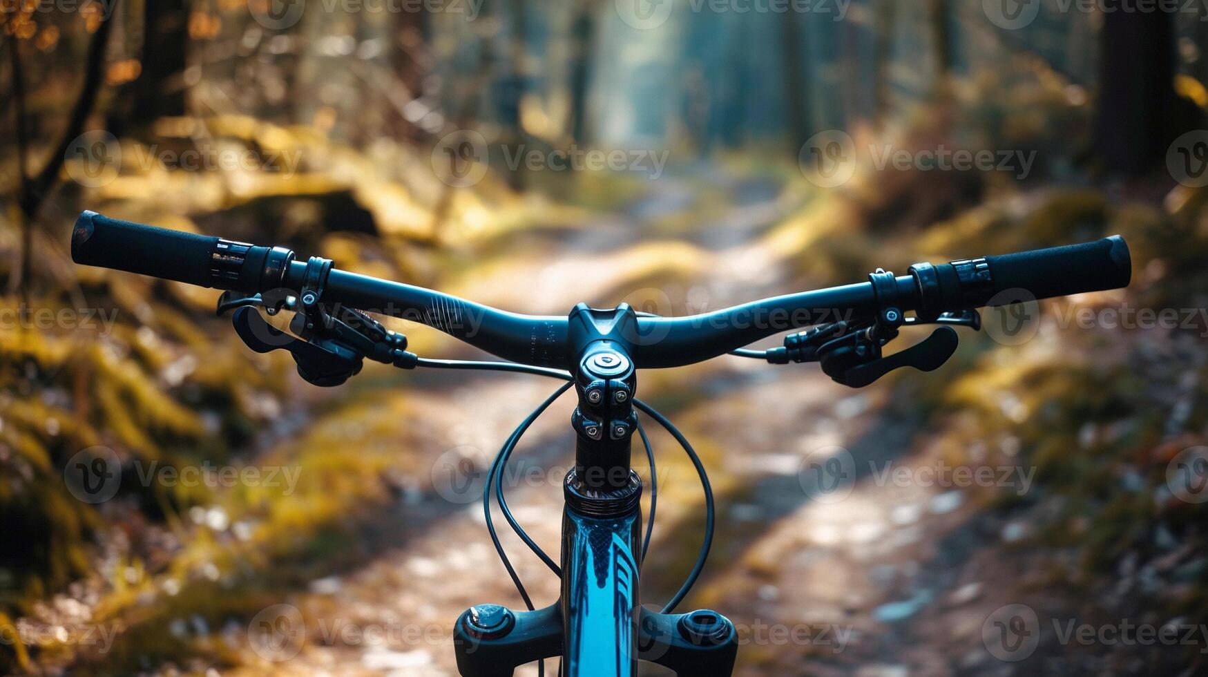 AI generated Mountain Biking Trail, background image, generative AI photo