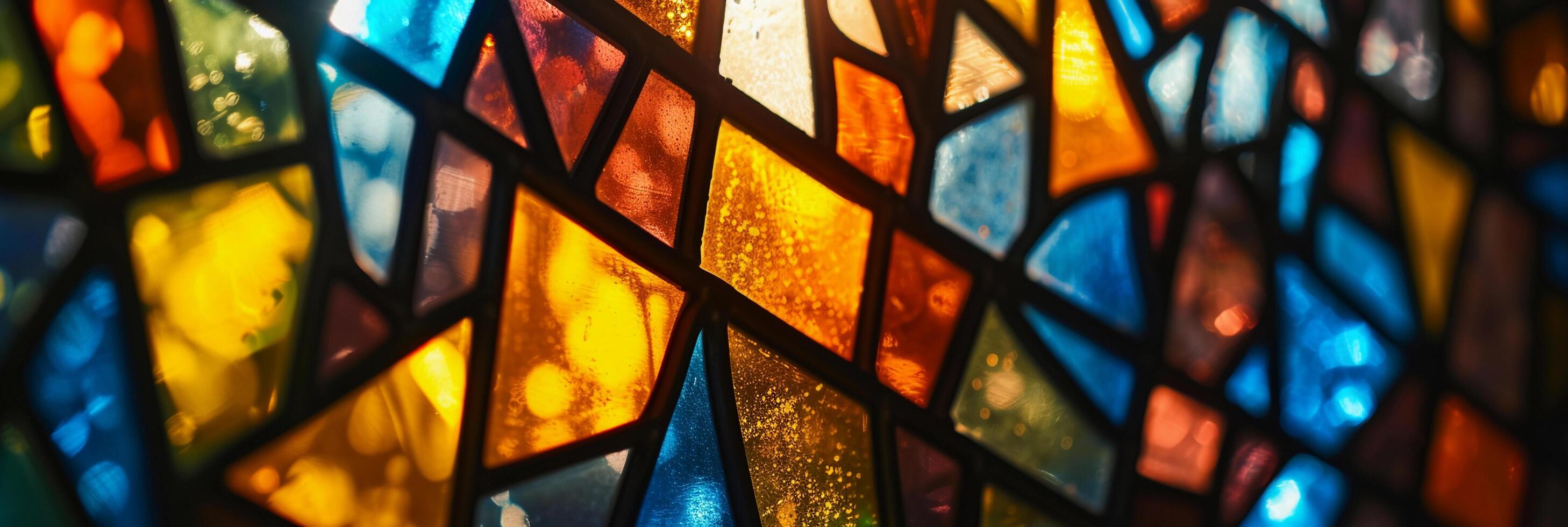 AI generated Stained Glass pattern, background image, generative AI photo