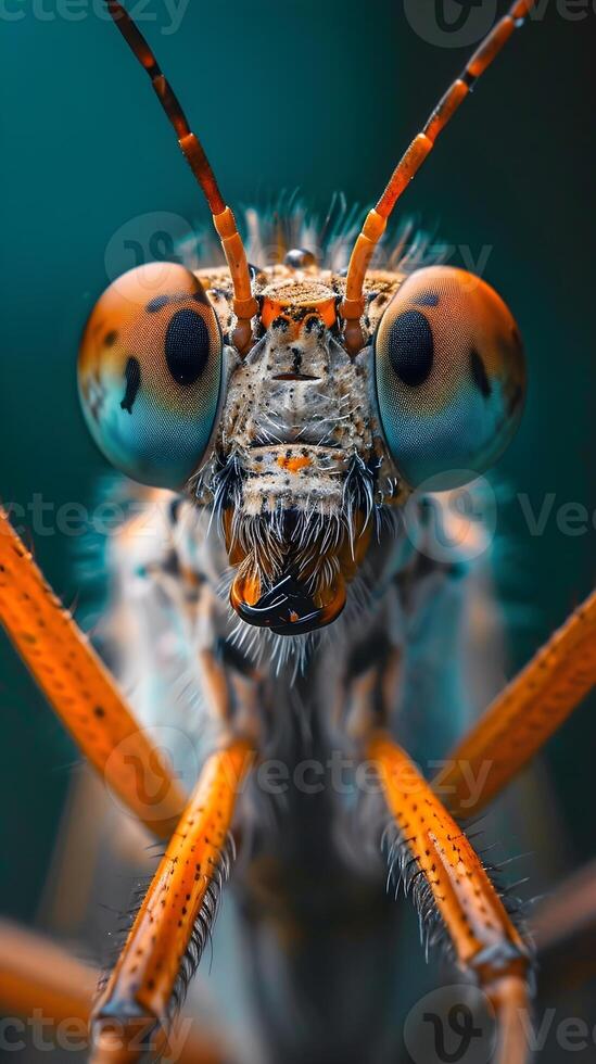 AI generated Macro shot that captures the gaze of an insect through its eyes, background image, AI generated photo