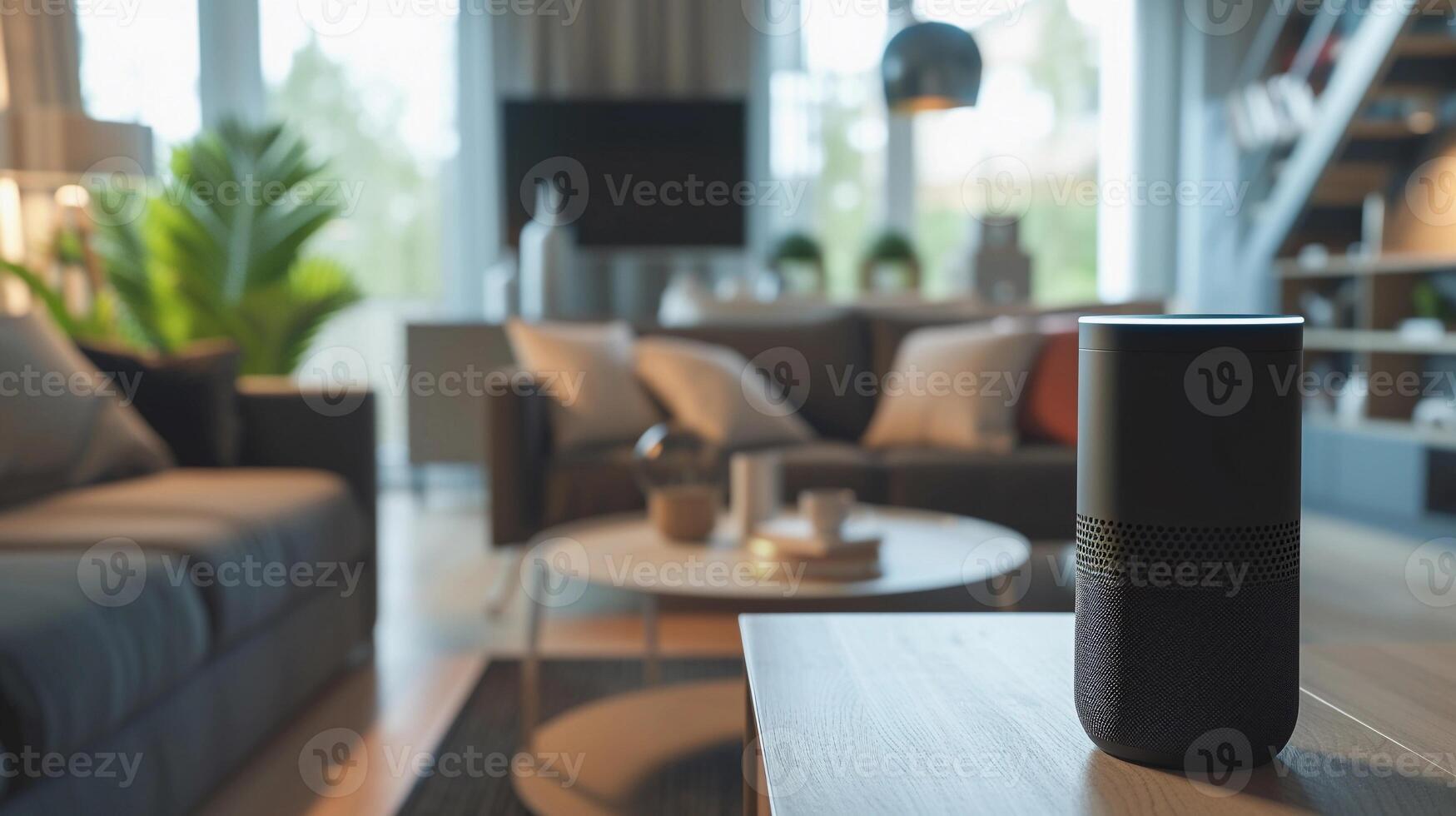 AI generated Smart Home Integration, Capture a scene where various smart home devices seamlessly work together in a modern living space, background image, generative AI photo