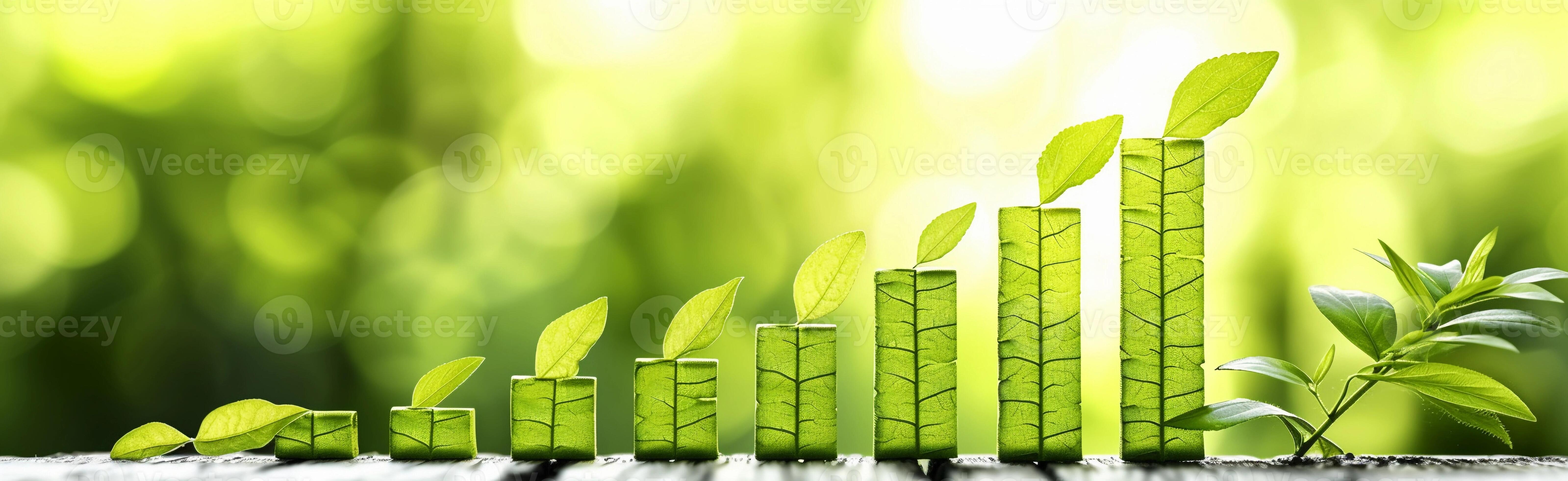 AI generated Bar chart with vibrant green bars, symbolizing positive