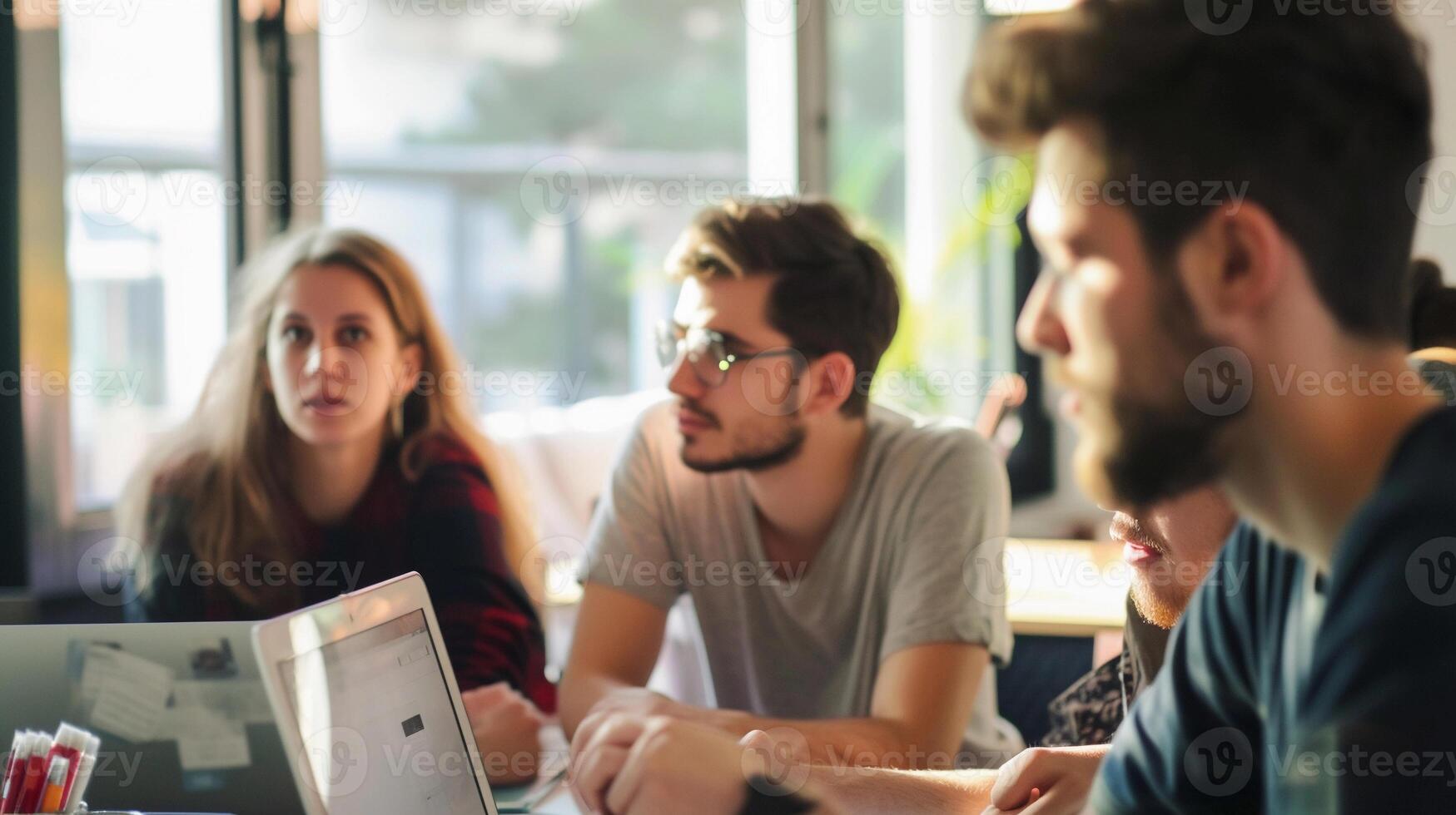 ai generado negocio equipo colaboración, antecedentes imagen, generativo ai foto